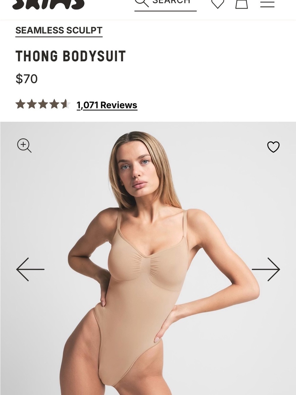 SKIMS Seamless Sculpt Thong Bodysuit - Clay